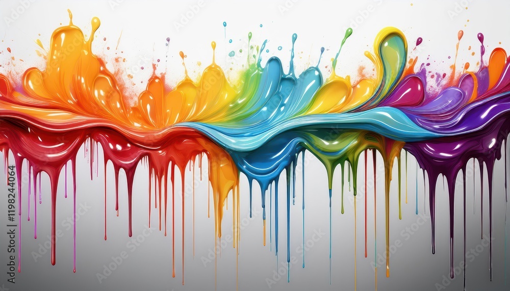 Poster vibrant multicolored paint drips creating isolated border on transparent background, showcasing arti