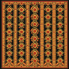 Geometric Pattern: This image showcases an intricate, geometric pattern, rich with textures and details, that seems to draw from cultural heritage and traditional craftsmanship.
