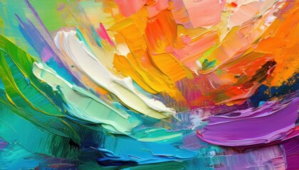 Vibrant and Textured Abstract Artwork A Fusion of Colors on Canvas, Showcasing an Elegant Dance of Shapes and Patterns, Created with Oil Paints on the th of January .
