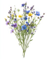 Fototapeta premium A vibrant bouquet of wildflowers showcasing a blend of colors and textures. Ideal for nature lovers. This floral arrangement brings joy to any space. Generative AI