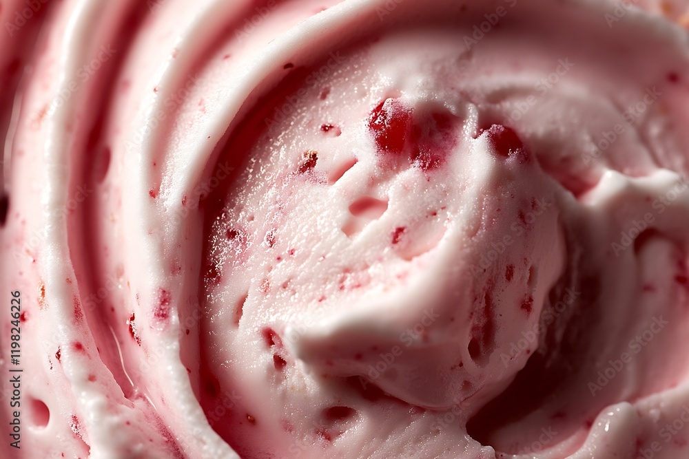 Aufkleber Detailed View of Swirled Strawberry Raspberry Ice Cream with Frozen Berry Bits : Generative AI