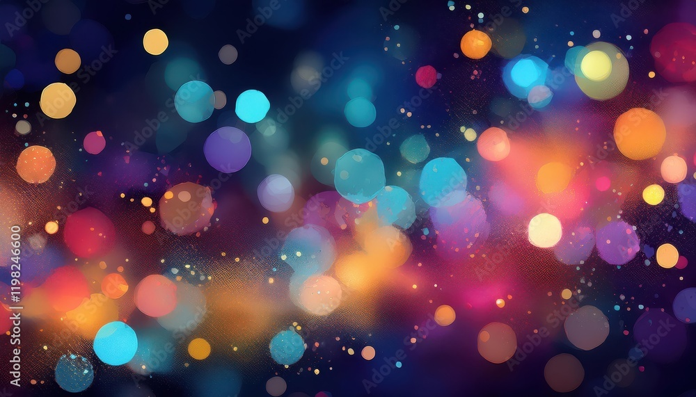 Poster vibrant handdrawn abstraction illuminated party scene fragments depicting a nighttime soiree with dy