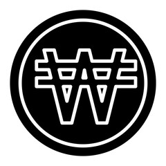 Korean Won Currency Symbol Outline Glyph Icon