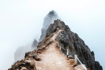 Majestic mountain path on Tre Cime di Lavaredo trek, showcasing Dolomites' enchanting beauty in faded colors