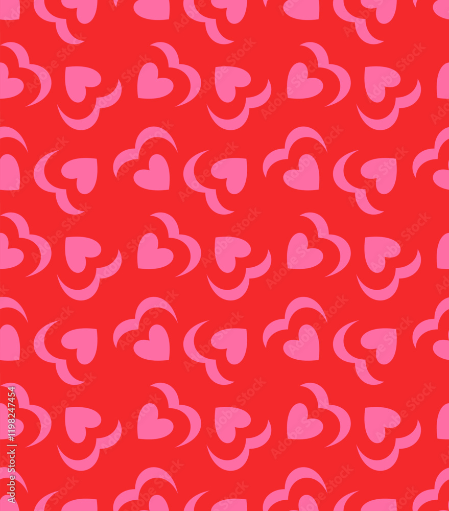 Poster pink heart pattern . heart pattern on red background . heart background . vector illustration