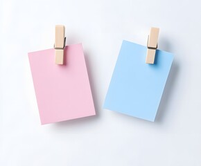 Blank pastel notes clipped to white background
