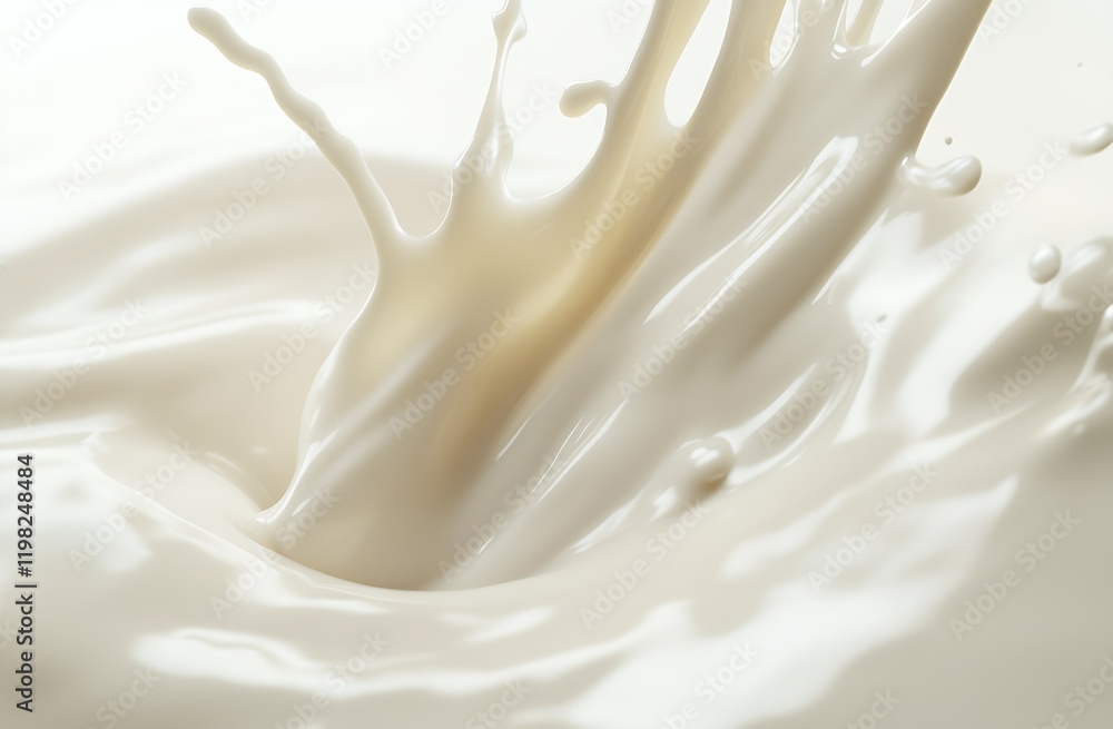 Poster Dynamic Splashing Cream Liquid with Textured Ripples in Motion : Generative AI
