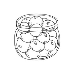 Pineapple tart or nanas tart in plastic container box. Nastar cake. Thin line illustration.