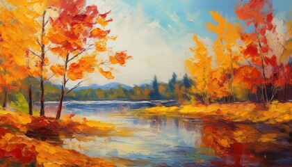 Vibrant Autumn Palette Unfolds Across Colorful Trees in a Scenic Landscape, Showcasing the Majesty of Natures Fall Transformation.