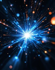 Fototapeta premium A vibrant depiction of neutrino interaction, showing energy bursts and a particle field in a quantum void