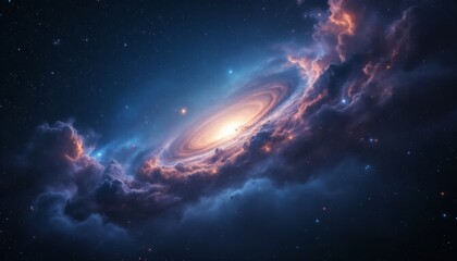Fototapeta premium Surreal Cosmic Void: A Galaxy's Edge with Stars, Nebulae, and Subtle Cosmic Dust