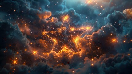 A_glowing_five-pointed_star_floats_in_the_dark_sky