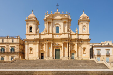 The stunning Cattedrale di San Nicolò in Noto, Sicily, a masterpiece of Baroque architecture, stands as a symbol of history and elegance in this UNESCO World Heritage city.