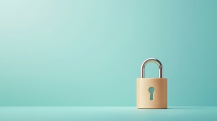 Fototapeta premium Minimalist Lock on Teal Background for Security Concept