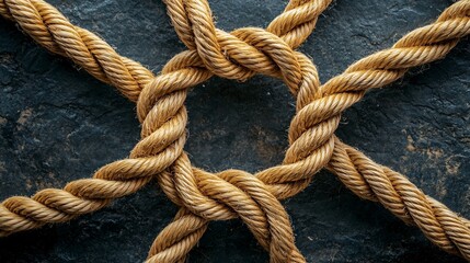 Fototapeta premium Teamwork symbolized with ropes twisted in a circle