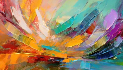 Vibrant Multicolored Oil Painting Fragment A Textured Masterpiece Showcasing Spots of Oil Paint, Capturing Artistic Expression at Its Finest.