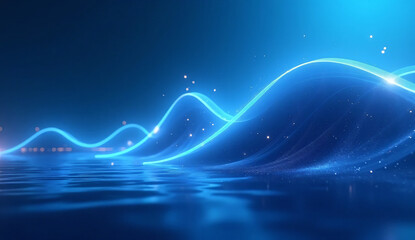 beautiful abstract wave technology background with blue light digital effect corporate concept