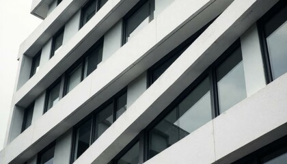 Modern Building Facade with Diagonal Lines, Gray Architecture