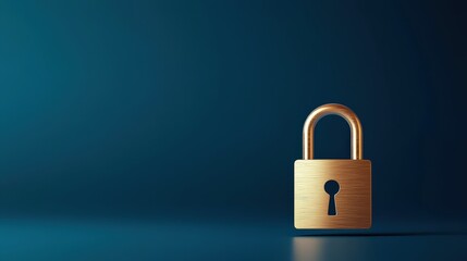 Fototapeta premium Golden Padlock on a Blue Background