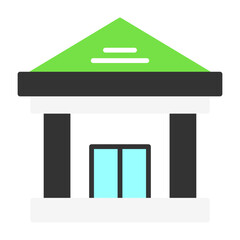 Bank building Flat Style Icon