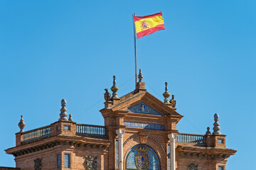 Pavillon auf der Plaza de Espa&ntilde;a im Parque de Mar&iacute;a Luisa, Sevilla, Spanien, Andalusien