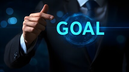 Businessman Selecting Digital Goal Interface