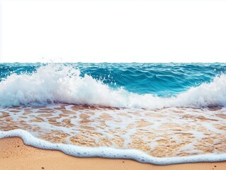 Sea waves on the beach isolated on transparent white background clipping path