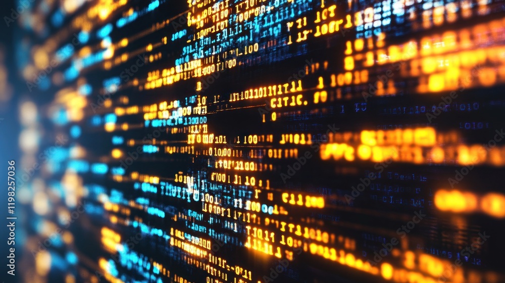 Poster abstract digital code stream: a symphony of binary and data