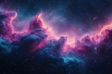 Fototapeta premium cosmic-inspired digital artwork featuring swirling nebulae and geometric patterns in deep purples and electric blues