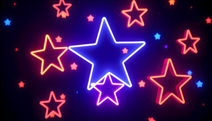 Fototapeta premium A radiant neon star emits pulsating beams of light, illuminating a sleek, high-tech backdrop with a vibrant and immersive futuristic glow