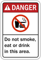 Fototapeta premium No smoking warning sign do not smoke, eat or drink in this area