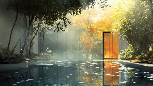 Rest schuld op woning onder water. Goldenbark. Illustration