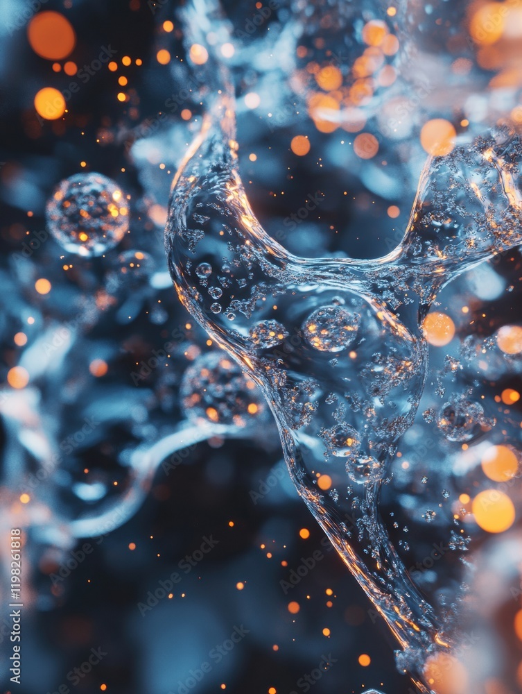 Aufkleber 3d render of colorful microbes interacting in a vibrant aquatic environment during an abstract repre