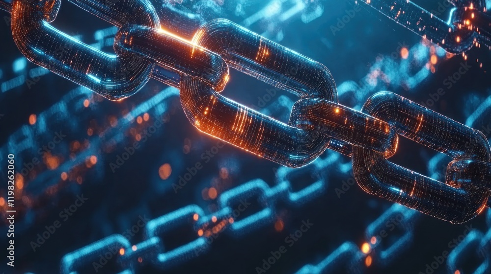 Poster digital chain: a futuristic representation of data security and interconnectivity