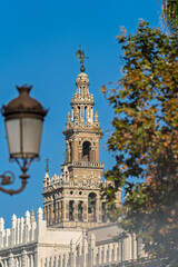 Fototapeta premium Sevilla Kathedrale & La Giralda an der Plaza del Triunfo, Sevilla, Spanien / Catedral de Sevilla