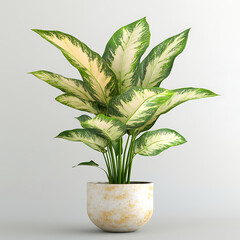 vibrant dumb cane plant with large variegated leaves in decorative pot, adding touch of greenery to any space. Perfect for home or office decor