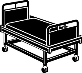 A Black Silhouette of a hospital bed -Vector Illustration