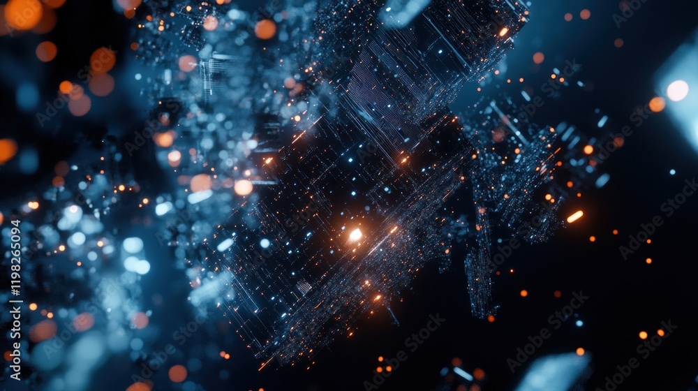 Poster abstract digital structure: a symphony of light and data