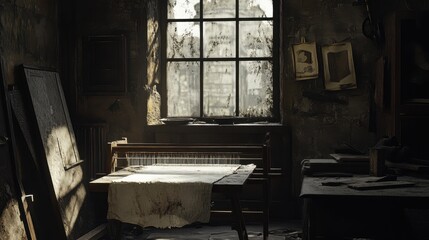 Abandoned Room with Dusty Window and Old Furniture