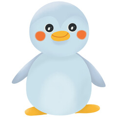 Cute blue penguin cartoon illustration