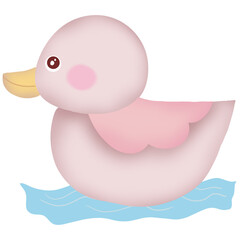 Cute pink cartoon duck illustration