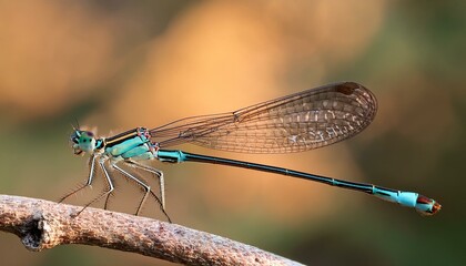 Vibrant Damselfly on a Branch