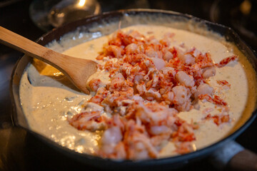 Cooking Creamy Crawfish Pasta