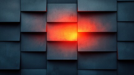 Fototapeta premium Abstract Dark Blue and Orange Glowing Blocks