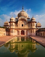 Naklejka premium Reflective beauty of a historical monument in India.