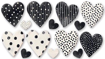Black and white hearts collection