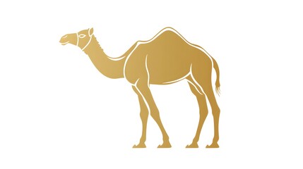 Golden Camel Silhouette Standing Profile View