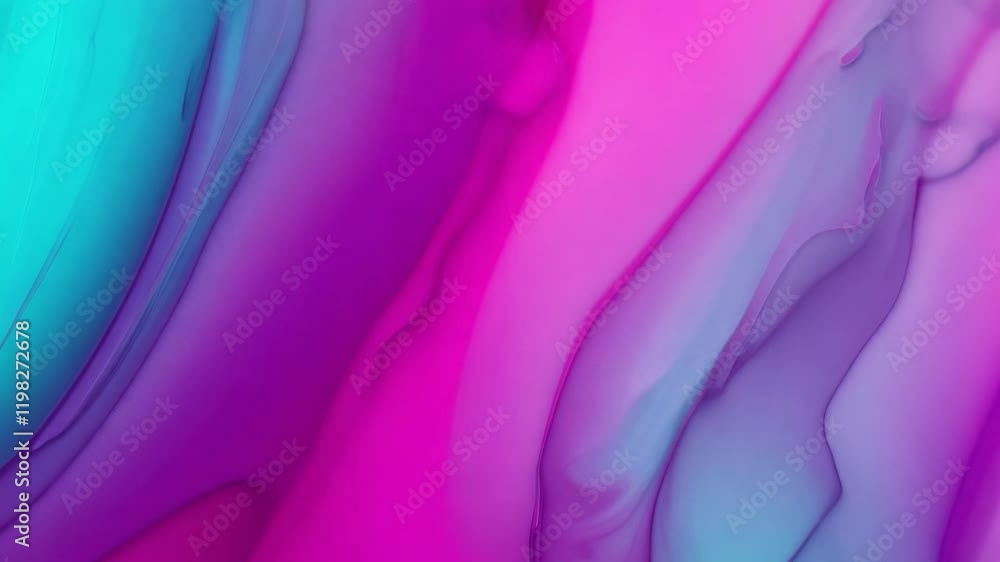 Poster zoom in on a diagonal gradient transitioning from magenta to cyan with a flowing, liquid-like motion