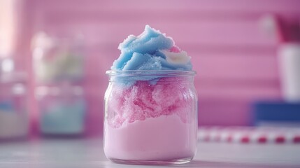 Colorful Cotton Candy in Glass Jar