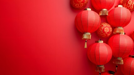 Red Chinese Lanterns Festive Background Decor